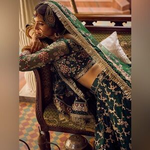 Elegant Green Embroidered Lehenga